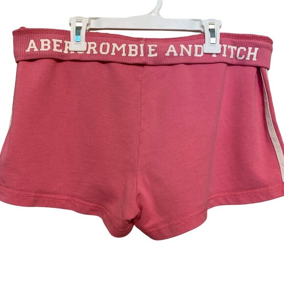 VTG Abercrombie Fitch Women's Gym Booty Shorts Pink White Trim Turn Sz Large - Picture 9 of 16